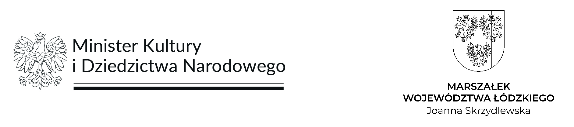 logotypy Ministra Kultury i Dziedzictwa Narodowego oraz Marszałka Województwa Łodzkiego