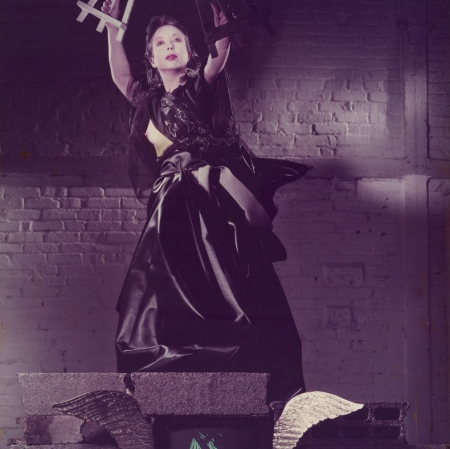 ORLAN, "Vierge noire with a white and black easel", 1983, colour photography, collection of Muzeum Sztuki, Łódź
