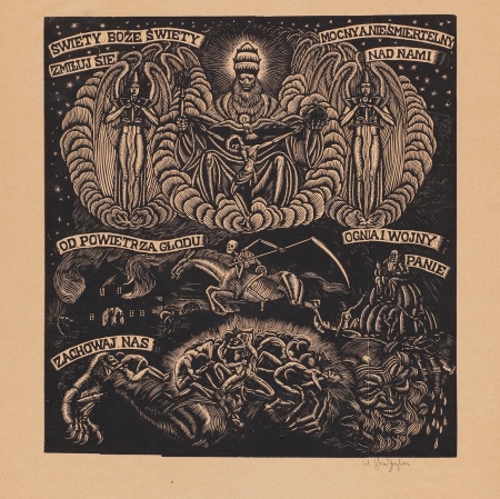 Władysław Skoczylas Święty Boże/Holy God, 1916 drzeworyt, papier/woodcut, paper, Muzeum Sztuki w Łodzi