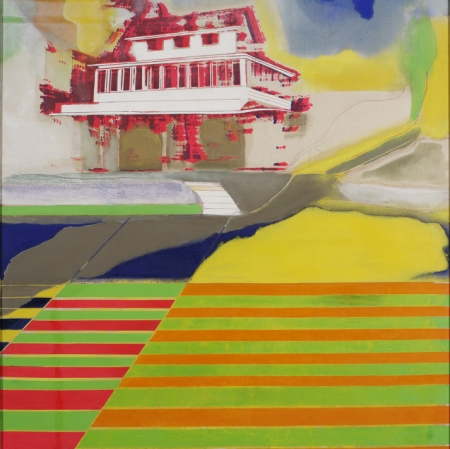 Frank Bowling, „Płonące pole trzciny ze sklepem z rumem”, 1967, z kolekcji Muzeum Sztuki w Łodzi