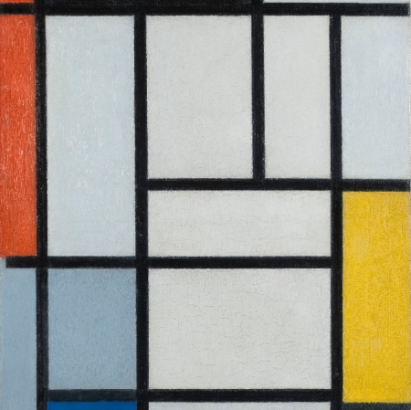 Piet Mondrian, " Composition with black, red, yellow, blue and gray", 1921, oil on canvas, courtesy of Kunstmuseum Den Haag, the Hague