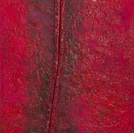 Teresa Tyszkiewicz, „Rouge 1”, 1986-87, szpilki, papier, akryl i olej na płótnie, 292 x 147 cm, kolekcja Juliusza Windorbskiego, foto: Marcin Koniak / Desa Unicum