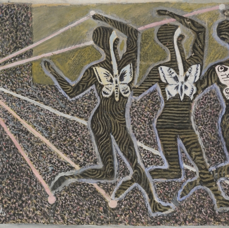 Jerzy Janisch, „Bez tytułu (Getto)”, po 1945, gwasz, malarstwo, z kolekcji Muzeum Sztuki w Łodzi