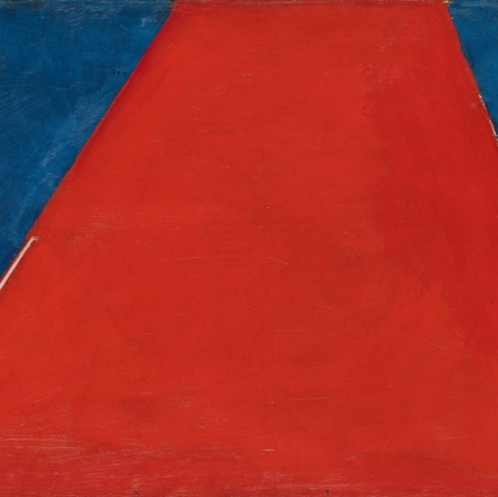 Andrzej Łobodziński - Obraz czerwono-niebieski, 1959 olej, tektura, 40,5 x 71,5 cm kolekcja autora