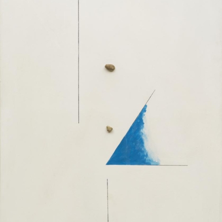 Koji Kamoji "Niebo w środku", 1980, asamblaż, malarstwo olejne, kolekcja Muzeum Sztuki w Łodzi