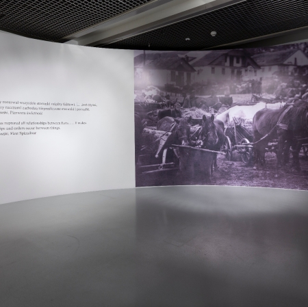 Widok na wystawę „Leopold Buczkowski. Przebłyski historii, przelotne obrazki”, 2021, fot. A. Zagrodzka, archiwum Muzeum Sztuki w Łodzi