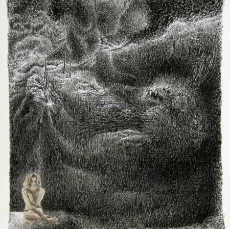Henryk Morel, Composition - Diana, from the Amusement Park VI series, 1967, ink, canvas, Muzeum Sztuki in Lodz