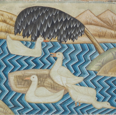 the picture, which shows 4 ducks, are on the water