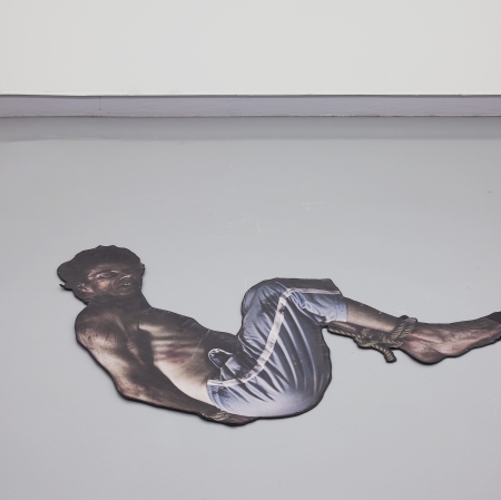 Artwork, Printed on the floor drawing of a man 