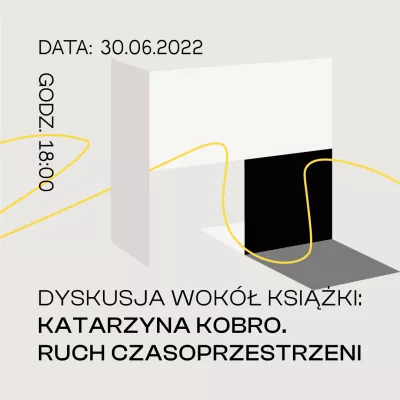 grafika na beżowym tle przedstawiająca elementy graficzne w czarnym, białym i szarym kolorach, oraz czarny napis z tytułem wydarzenia i datą.