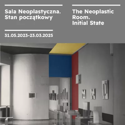 W górze na szarym tle napis "Sala Neoplastyczna. Stan Poczatkowy" i data "31.05.2023"  a nizej zdjecie Sali Neoplastycznej