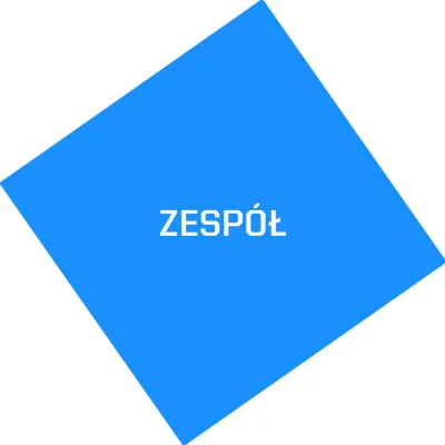 przekrzywiony niebieski kwadrat a na nim napis ZESPÓŁ