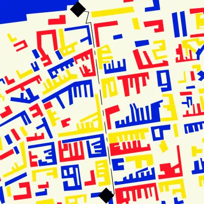 Graficzna interpretacja mapy łodzi w kolorach czerwony, żółtym i niebieskim z oznaczonymi na czarno siedzibami ms1 i ms2
