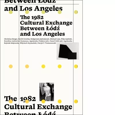 Book cover with black photos, inscriptions and yellow dots